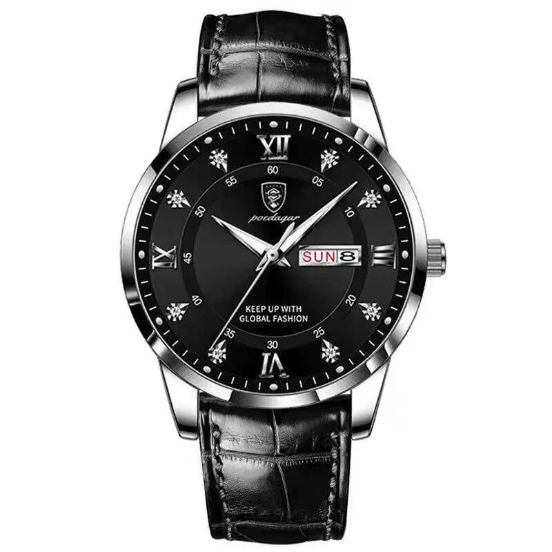 POEDAGAR Luxury Men's Waterproof Luminous Leather Quartz Watch for Casual, Sports, and Military Styles. Color: 836. Imported.