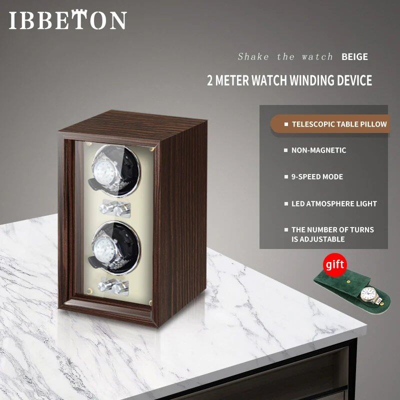 IBBETON Luxury Wooden Watch Winder, High-End 2, 4, or 6 Slot Automatic Watch Box with Mabuchi Silent Motor, Watch Storage Cabinet, Parallel Import