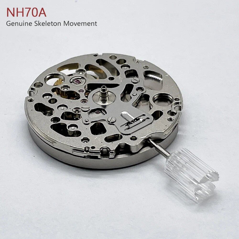 Genuine Japanese-made NH70/NH70A mechanical movement with 24 jewels and a skeleton mechanism. Replacement movement for modified automatic watches. Parallel import.