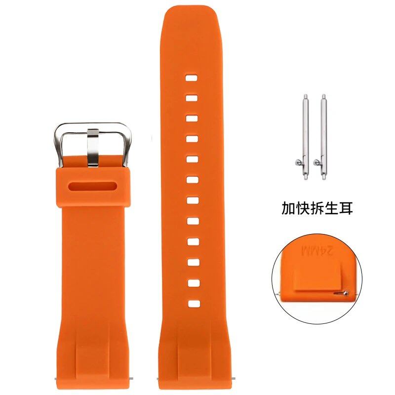 カシオ PRO TREK PRG-650Y/600 PRW-6600 GA2000 対応 24mm ユニバーサル ウォッチストラップ 交換用ベルト クイックリリースバー ラバーリストバンド ブレスレット バンドカラー:;バンド幅:24mm 並行輸入品