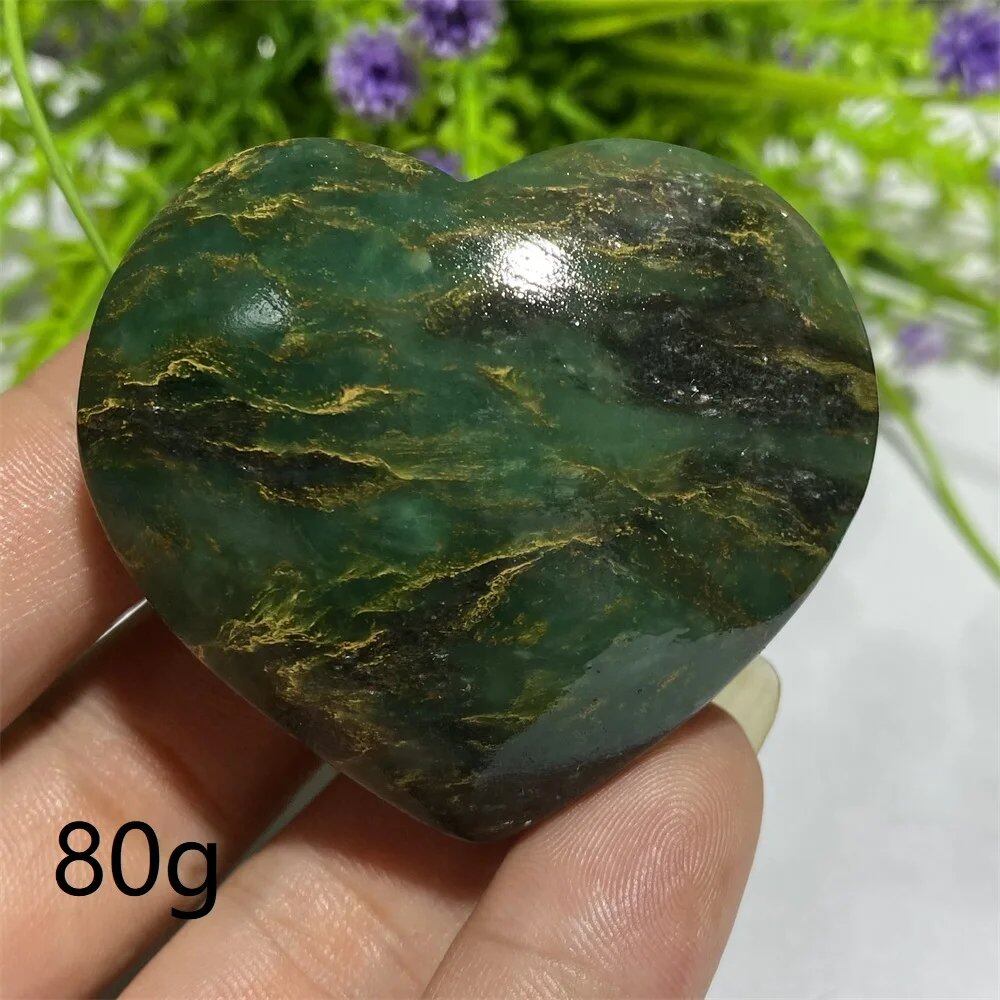 天然水晶 エメラルド原石 ハート型 パームストーン スピリチュアル 瞑想 ヒーリング クリスタル インテリア 並行輸入品