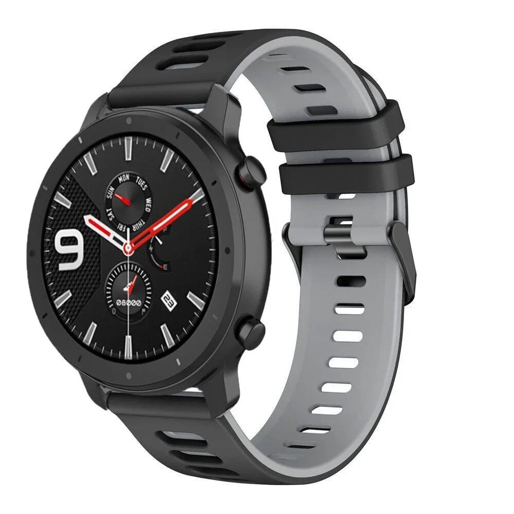 Compatible with Amazfit GTR 47mm/2/2e/Stratos 3/GTR 4/3 Pro/GTS 4 Mini/2/2E/3, 20mm/22mm Silicone Band Strap, Replacement Band, Band Color: mm, Universal, Imported