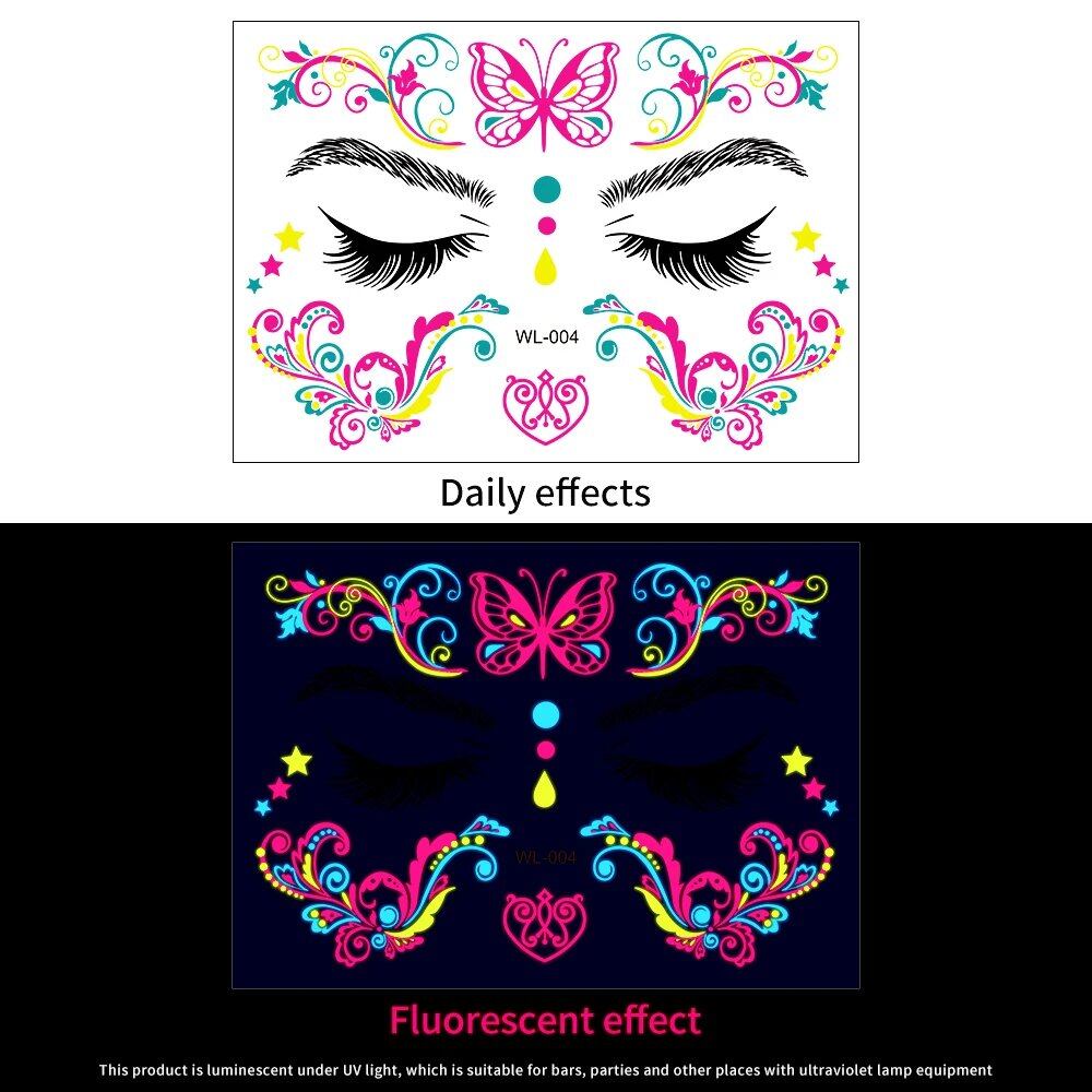 1/5/8-Piece 3D Face and Eye Tattoo Stickers for Party Makeup, Diamond Rhinestone Stickers, Self-Adhesive Mixed Crystal Face Decoration Stickers, Parallel Import