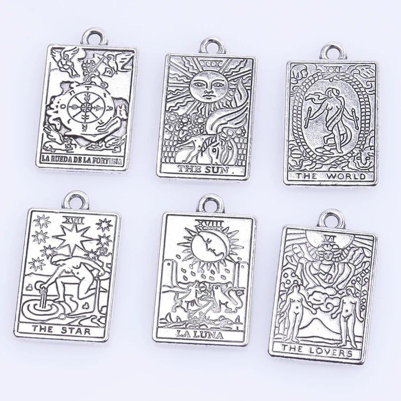 10個セット メッキタロットアクセサリーパーツ DIY用 ジュエリーメイキング材料 ネックレス・イヤリング用チャーム 合金ペンダント まとめ売り 並行輸入品