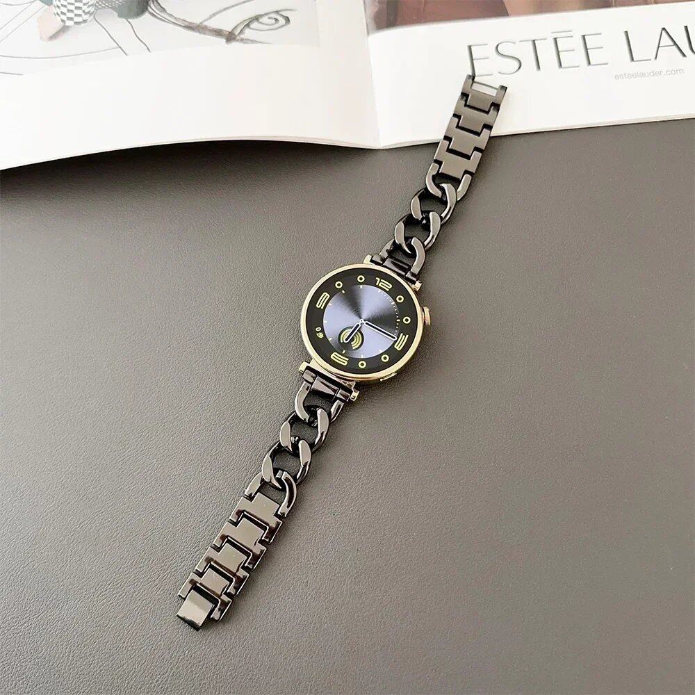 Women's Stainless Steel Strap (18mm, 20mm, 22mm) for HUAWEI GT4 41mm / GT5 Pro 42mm / Samsung Galaxy Watch 7 / 6 / 5 (40mm, 44mm) Band Color: Parallel Import