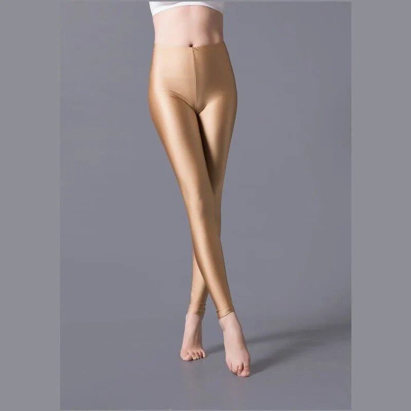 High-elastic skinny leggings, pencil pants, slimming, plus-size trousers, shiny yoga pants for women, sexy, skin-friendly, tight leggings, size: parallel import