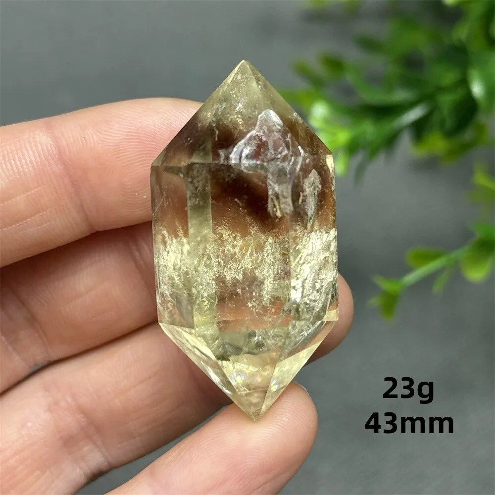 1個 天然シトリンオーラ六角両先端クリスタルワンド スピリチュアル瞑想ヒーリングストーン ホームデコレーション ガーデンフェスティバルアクセサリー カラー: 並行輸入品