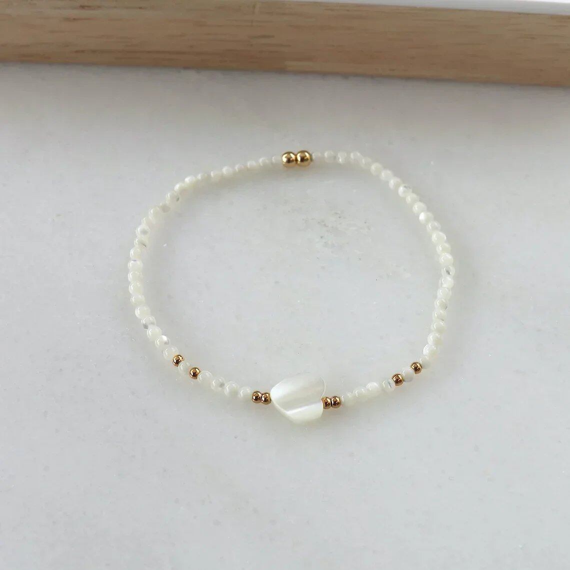 CCGOOD Adjustable Natural Shell Bead Bracelet for Women, Summer, Delicate, Stackable, Boho Gift, Ocean Theme, Spiritual, Parallel Import