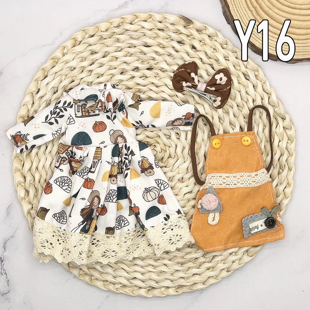 1/6 Scale BJD Doll Clothes Full Set (30cm) Anime Cute Reborn Doll Skirt, Hat, and Head Dress for Girls, Gift, Dress-Up DIY Dollhouse Toy, Parallel Import