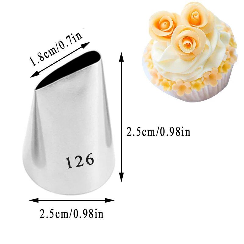 Rose Petal Piping Nozzles, Stainless Steel Decorating Nozzle Set, #124, #125, #126, #127, #128, for DIY Icing, Cupcake & Cake Decorating Tools, Color: 12, Parallel Import