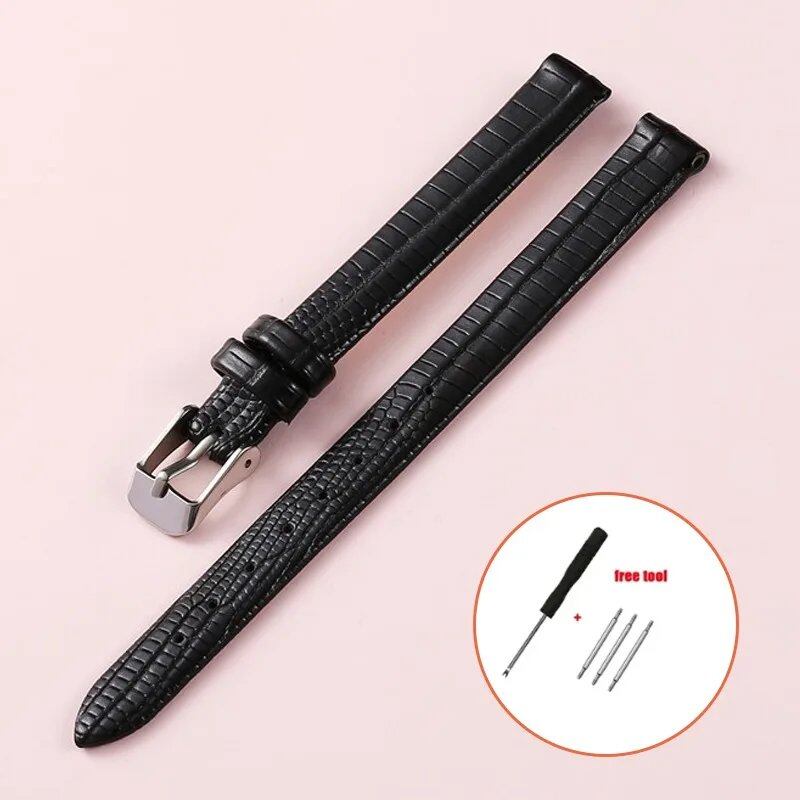 Soft Leather Watch Band, Slim Leather Strap, Unisex, High-Quality Sports Wristband, Available in 8mm, 10mm, 12mm, and 14mm Band Colors, Parallel Import