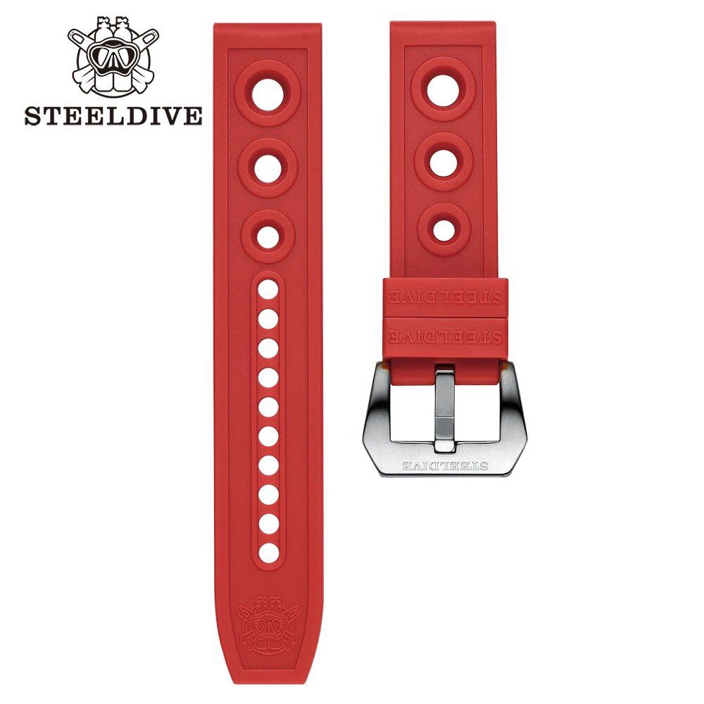 Steeldive Official 20mm/22mm Premium Soft Rubber Strap for Men's Dive Watches, Replacement Strap, Band Color: mm, Parallel Import