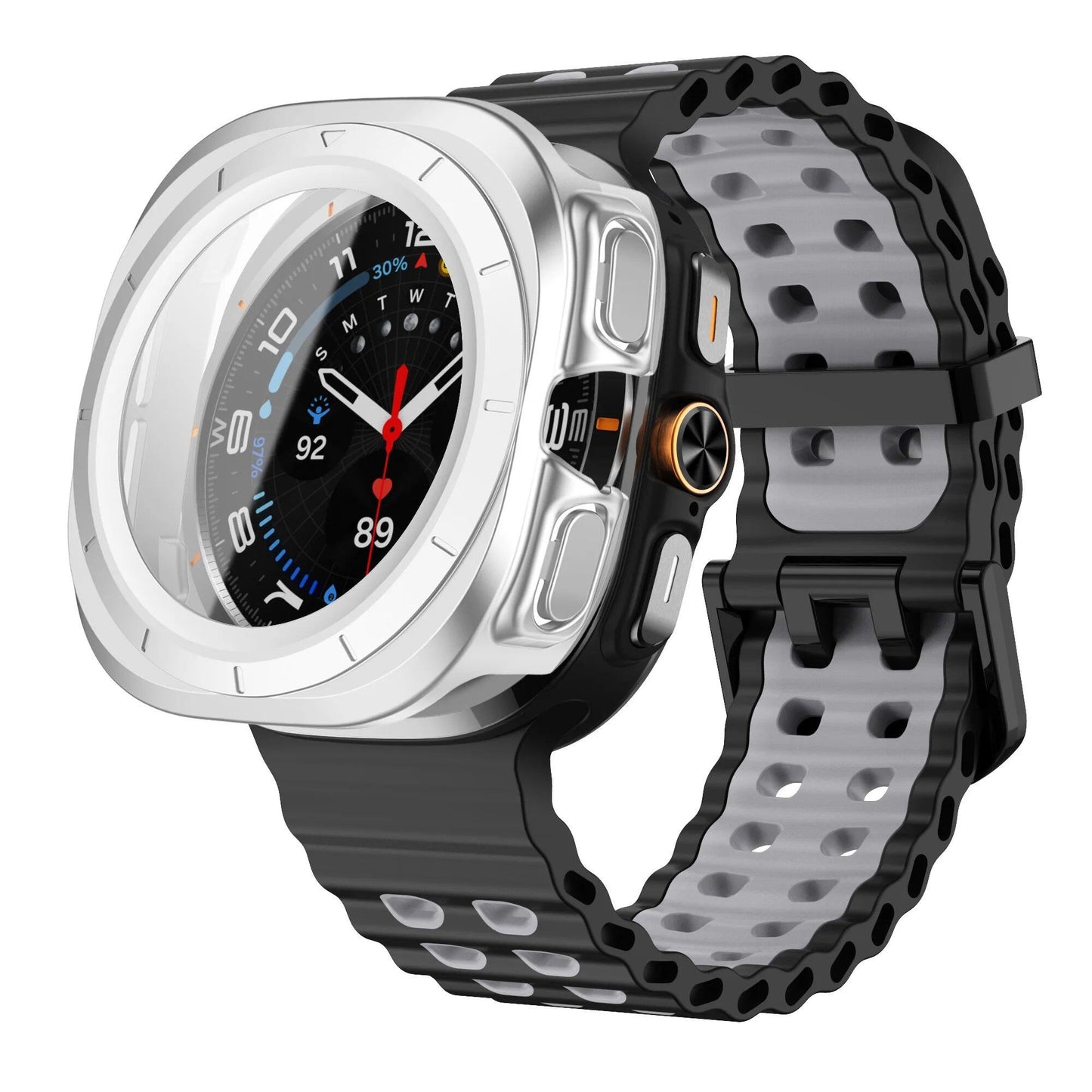 Samsung Galaxy Watch Ultra 47mm Sport Silicone Band, Marine Band + Case, Watch Band Accessory, Color: Compatible with Ultra 47mm Dial Diameter, Parallel Import