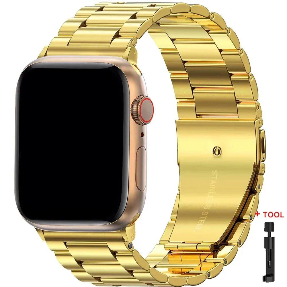 Stainless Steel Metal Band for Apple Watch Ultra 2 (49mm), S10 (46mm), 42mm, 45mm, 41mm, and 44mm - Compatible with iWatch Series 10, 9, 8, 7, SE, 6, 5, 4, and 3. Band Color: Imported