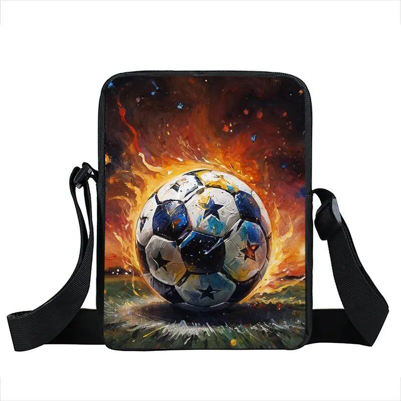 クールなゴールデンサッカー クラウンプリント クロスボディバッグ 熱血フットボール スポーツハンドバッグ ティーン向け 男女兼用 携帯ホルダー付き ブックバッグ カラー:xkbg 並行輸入品