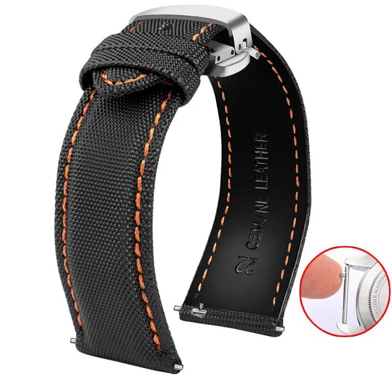 20mm, 21mm, 22mm, 23mm, 24mm Nylon & Leather Watch Band for Tag Heuer, Citizen, and Seiko 5. Men's and Women's Canvas Watch Strap. Band Color: mm. Parallel Import.