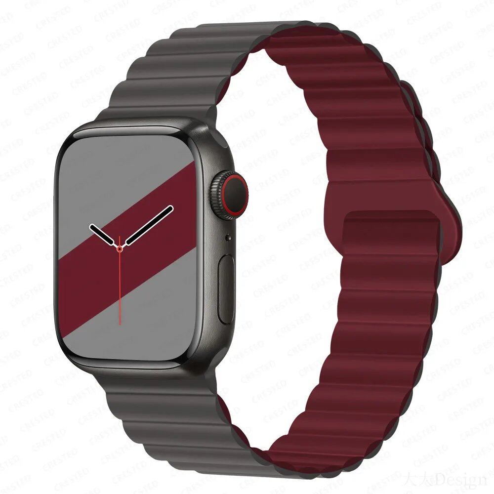 Silicone Loop Magnetic Strap for Apple Watch - Compatible with iWatch Series 8/SE/6/7/Ultra 2/9/10 (44mm/40mm/45mm/49mm/41mm/42mm/46mm) - Band Color: mm; Ships from: Parallel Import