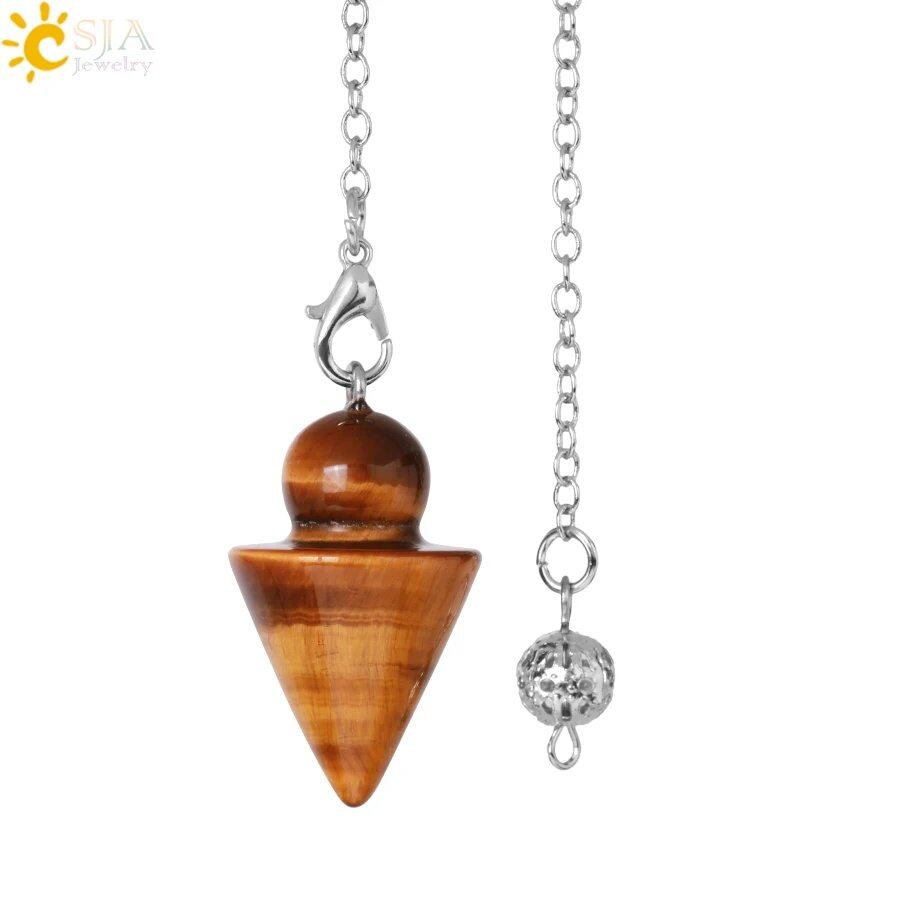 Natural Stone Cone Pendant, Silver Color, with Chain, Crystal Pendant, Pink Quartz, for Dowsing and Divination, Spiritual Reiki, Pendulum, S975 Metal Color: Parallel Import