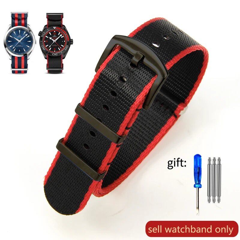 Breathable Soft Nylon Men's Watch Band for Omega 300 Ghost Party 007, Longines Conquest, Seiko, and Casio, 20mm and 22mm, Size 2, Parallel Import