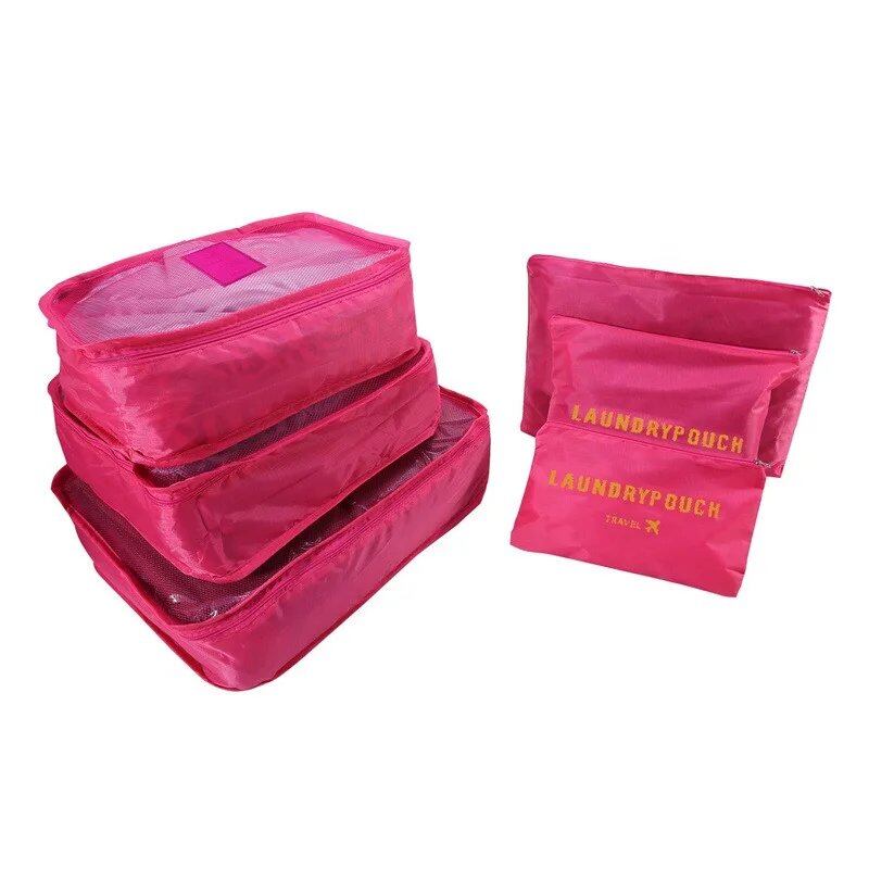 Set of 6 Travel Storage Bags for Clothes, Wardrobe, Suitcase, and Shoe Storage, Packing Cubes, Travel Organization Bags (Parallel Import)