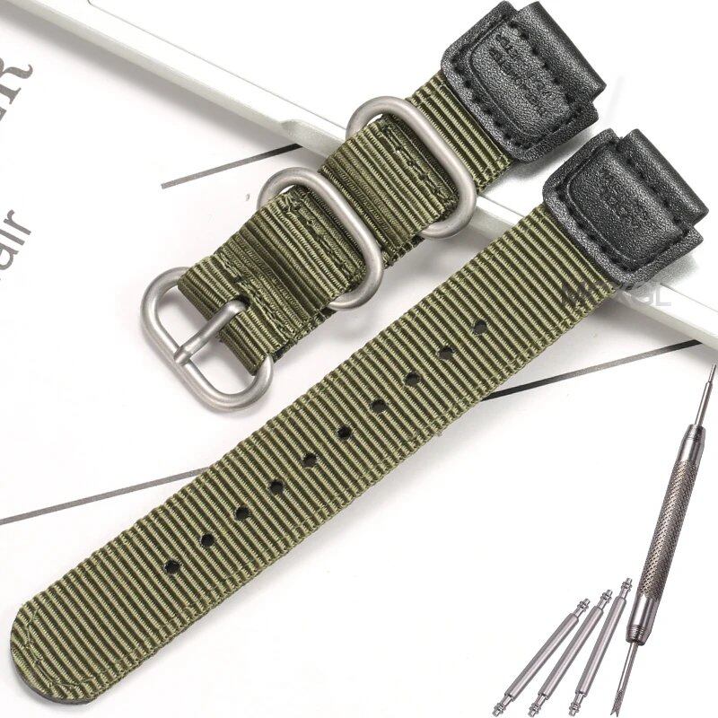 18mm Nylon Watch Strap for Casio W800H Men's Canvas Sport Bracelet in Black and Green. Compatible with SGW300, F91W, F105/108/A158/168, AE1200WH, and AE1300. Band Color: Black. Band Width: 18mm. Ships from: Parallel Import.