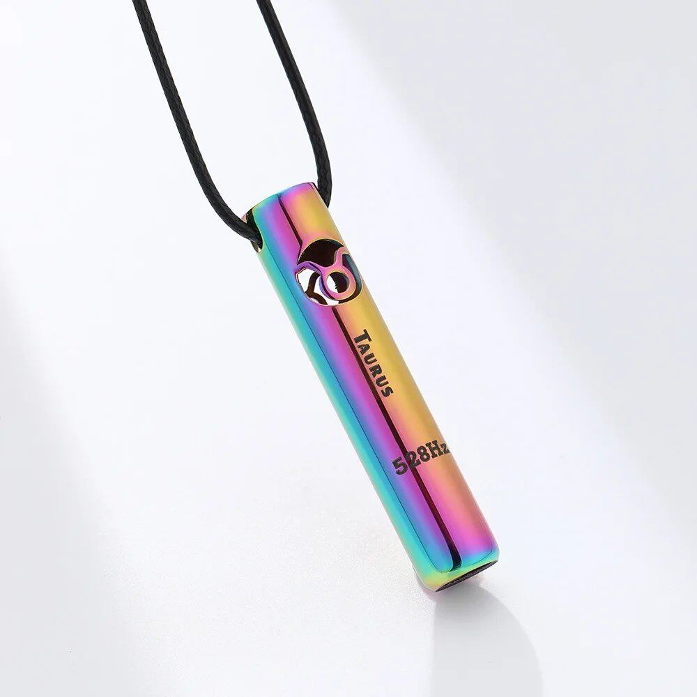 Stainless Steel Meditation & Mindfulness Bracelet Pendant with 12 Zodiac Signs, Stress Relief, Anxiety Relief, and Whistle, Sports Necklace, Metal Color: Black, Parallel Import