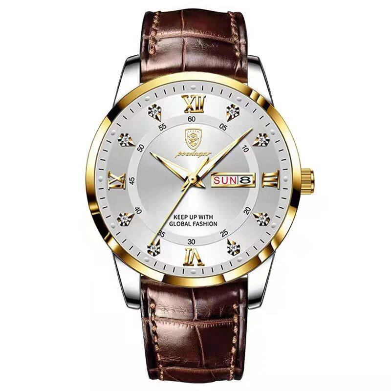 POEDAGAR Luxury Men's Waterproof Luminous Leather Quartz Watch for Casual, Sports, and Military Styles. Color: 836. Imported.