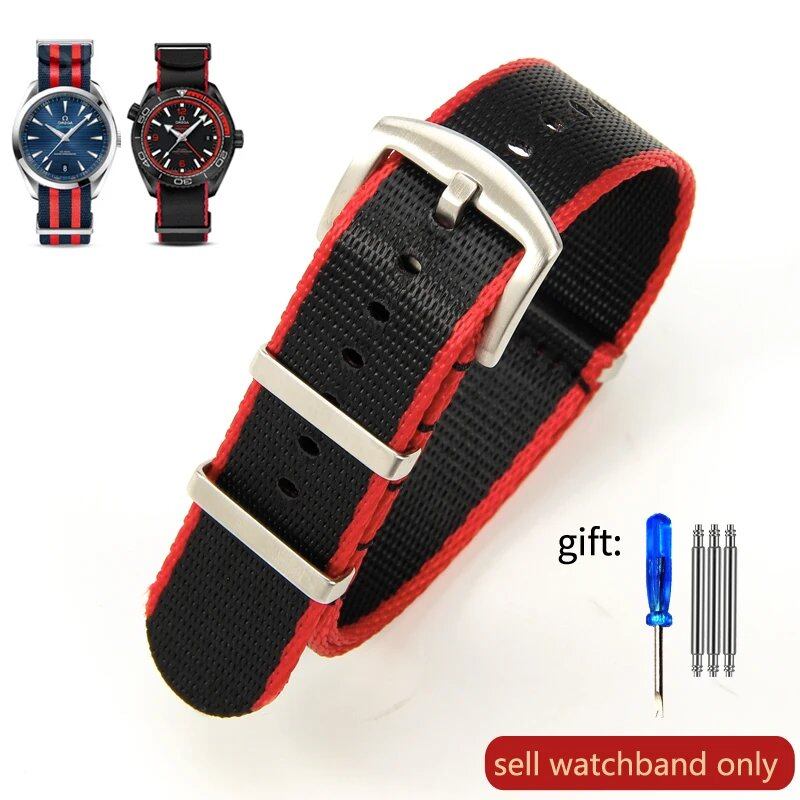 Breathable Soft Nylon Men's Watch Band for Omega 300 Ghost Party 007, Longines Conquest, Seiko, and Casio, 20mm and 22mm, Size 2, Parallel Import