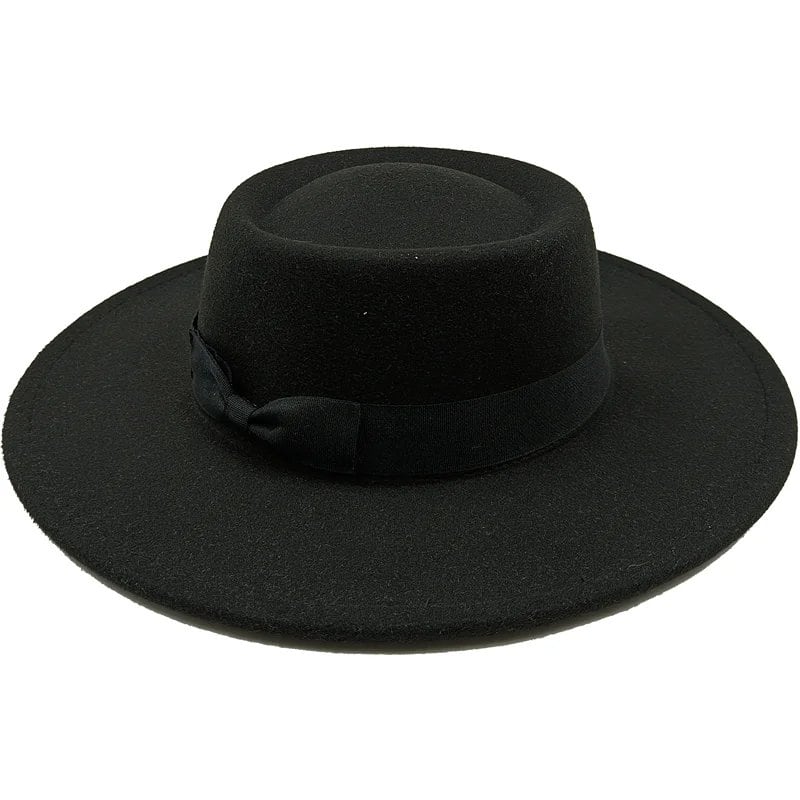 Winter Bowtie Fedora Hat with Textured Surface, Flat Top, and Elastic Band. Red. Men's and Women's Jazz Hat. Sizes: 56-58cm. Ships from: Parallel Import.
