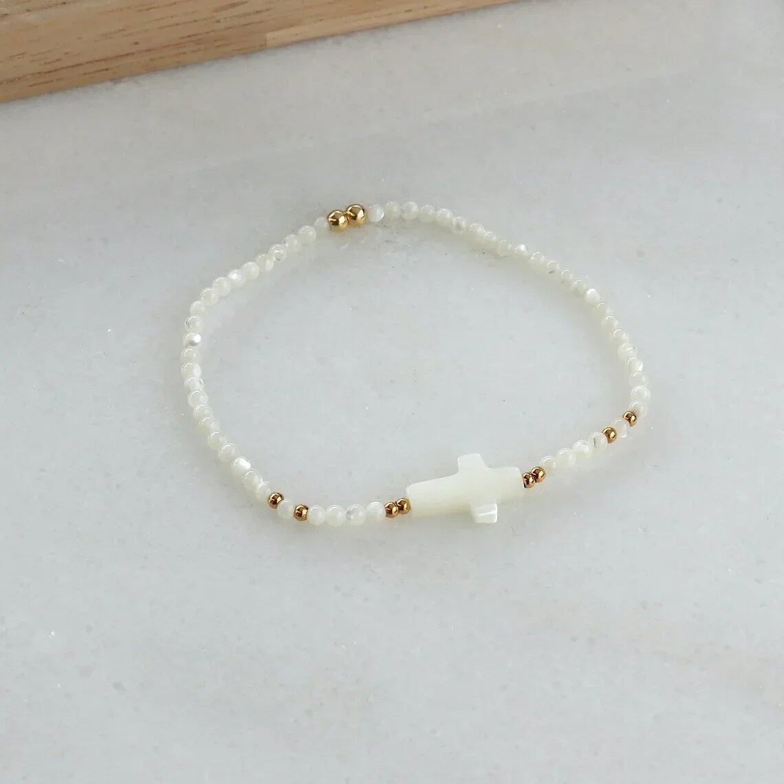 CCGOOD Adjustable Natural Shell Bead Bracelet for Women, Summer, Delicate, Stackable, Boho Gift, Ocean Theme, Spiritual, Parallel Import