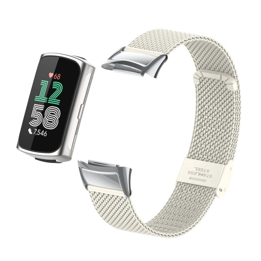 Stainless Steel Metal Strap Bracelet Replacement Smartwatch Band for Fitbit Charge 5/6, Band Color: Black, Band Width: Parallel Import