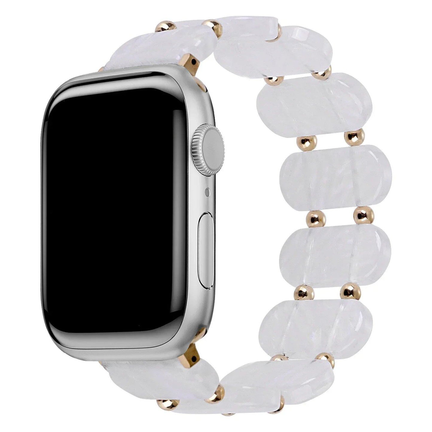 Resin Apple Watch Band, 46mm, 41mm, 42mm, 45mm, 49mm, Compatible with iWatch Series 10, 9, 8SE, 6, 5, 46mm, 41mm, 42mm, 45mm, 49mm, Women's, Elastic Ring Strap with Metal Beads, Band Color: mm, Parallel Import