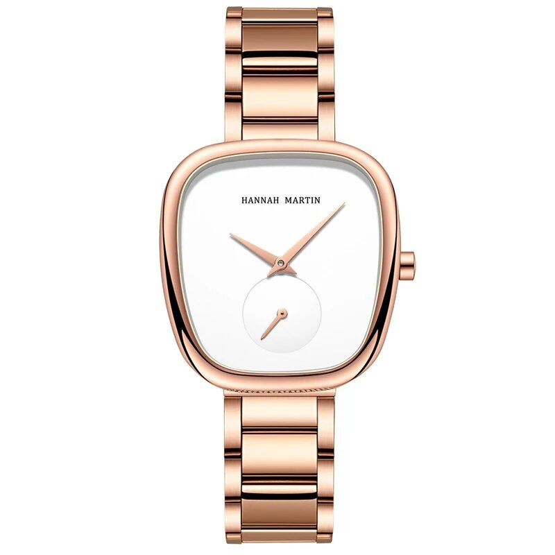 2023 New Women's Quartz Watch, 34mm, Wine Red, Rose Gold, Black, Stopwatch, Stylish Minimalist Oval Watch, Color: 1251G - Parallel Import