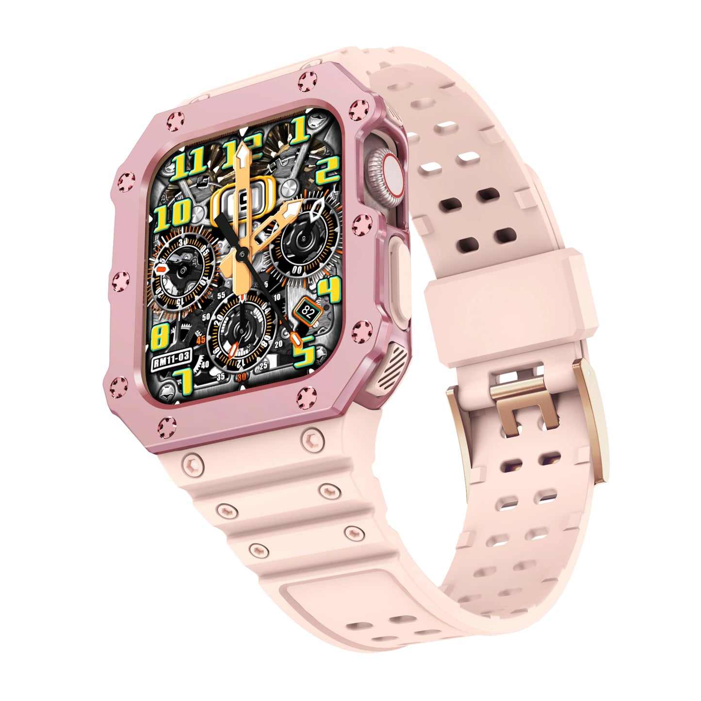 Apple Watch Band with Protective Case, Shockproof Sport Bumper - Compatible with Apple Watch SE and iWatch Series 8, 7, 6, 5, 4, 3, 2, and 1, Rugged Design, Band Color: mm, Parallel Import