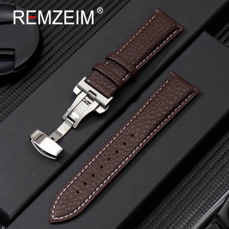 リチグレーンレザー 18/20/22/24mm 時計バンド 本革ソフトストラップ 蝶番バックル付き バンドカラー:mm 並行輸入品