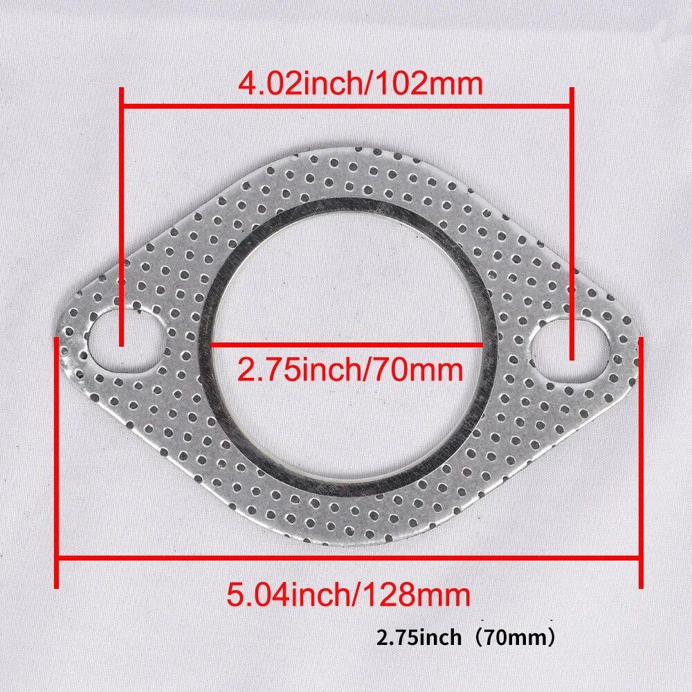 1/5-Piece Car Exhaust Downpipe Flange Gasket, 51/55/60/63/70/76mm, Exhaust and Intake Pipe Gasket, 2.0/2.16/2.36/2.5/2.75/3.0 Inch, Parallel Import