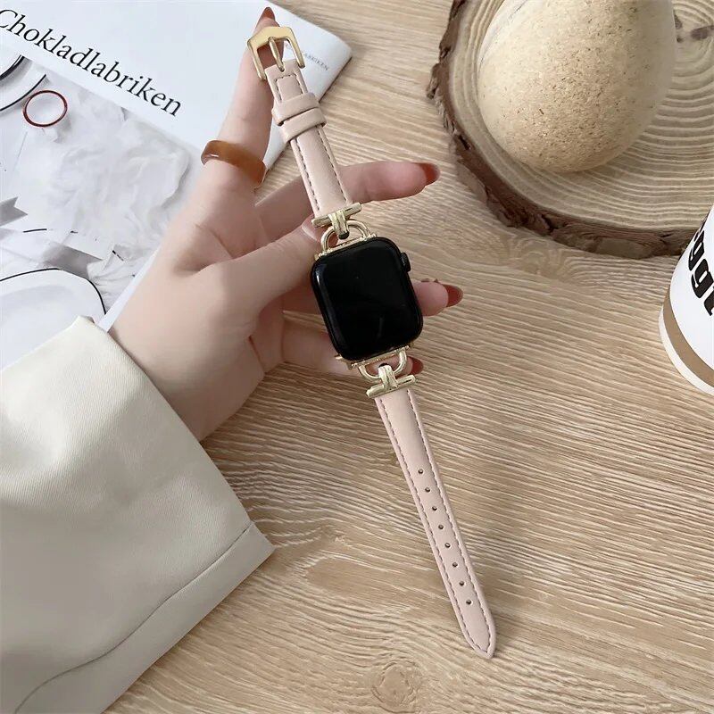 Genuine Apple Watch Leather Strap, Compatible with iWatch Series 8/7/6/SE/5/4/3, 44mm, 41mm, 45mm, 38-42-40mm, Ultra, and 49mm Bands. Parallel Import.