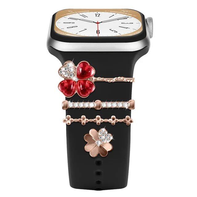 Diamond Jewelry-Embossed Band for Apple Watch Ultra 2, 9, 8, and 7, Compatible with Samsung and Huawei, 20/22mm Bracelet Strap, Band Color: ; Ships from: Parallel Import