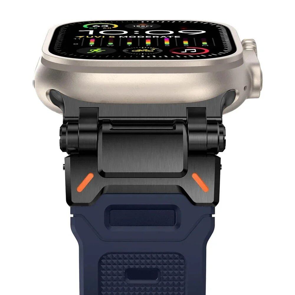 TPU Sport Strap for Apple Watch - Compatible with 10 (46mm), 9 (45mm), and Ultra 2 (49mm). Titanium-colored silicone band for iWatch 8/7/SE/6/5/4 (44mm/42mm). Band Color: mm; Ships from: Parallel Import.