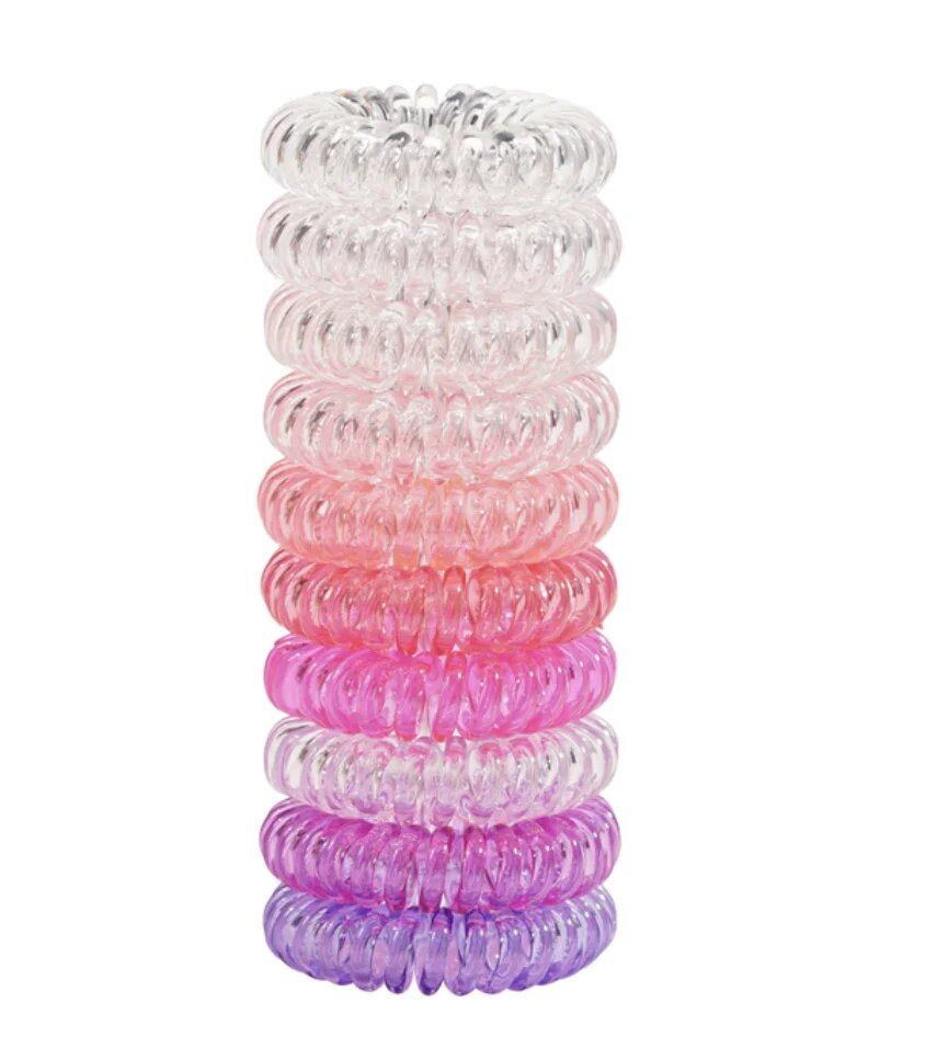 Set of 10/20/30 Colorful Elastic Plastic Hair Bands, Telephone Cord Style Scrunchies, Hair Accessories, Bulk Import