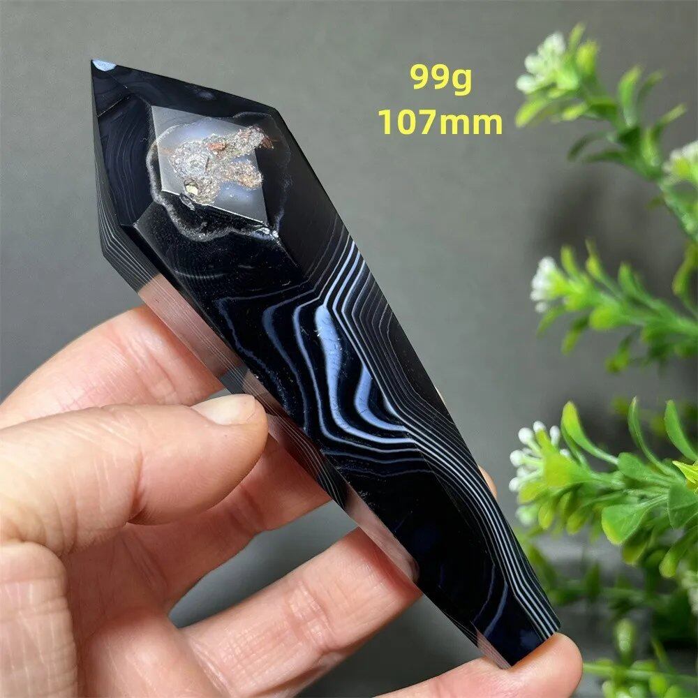 天然ブラックオニキスチップ セプター 超パワー レイキエネルギー チャクラ スピリチュアルヒーリング ウィザード ウィッチクラフト 瞑想 ホームデコレーション ギフト カラー: 並行輸入品