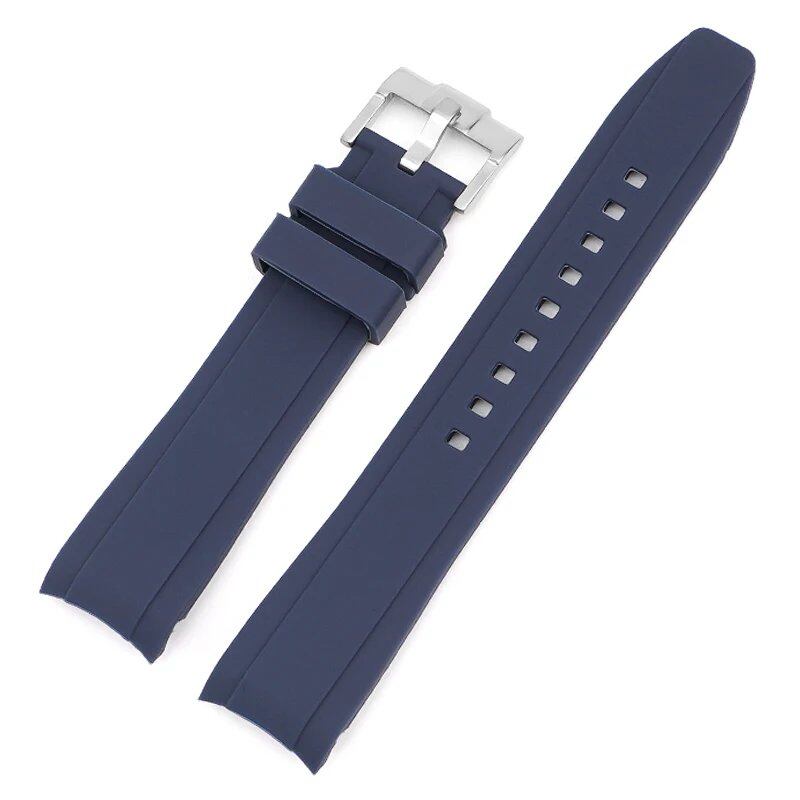 18mm, 19mm, 20mm, 21mm, 22mm Curved End Silicone Rubber Waterproof Universal Strap for Omega Moonwatch Bracelet, Band Color: mm, Parallel Import