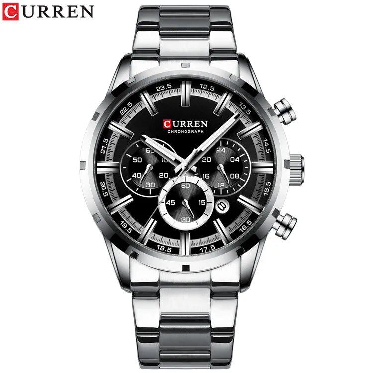 Karen Men's Watch with Blue Dial, Stainless Steel Band, Date Display, Waterproof, Luxury Business Watch, Imported