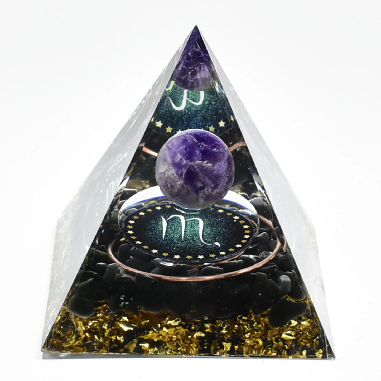 12 Zodiac Signs Orgonite Pyramid, 5cm, Horoscope Healing, Natural Quartz Crystal, Lucky Energy, Chakra, Reiki, Orgonite, Power Stone, Birthday Gift, Parallel Import
