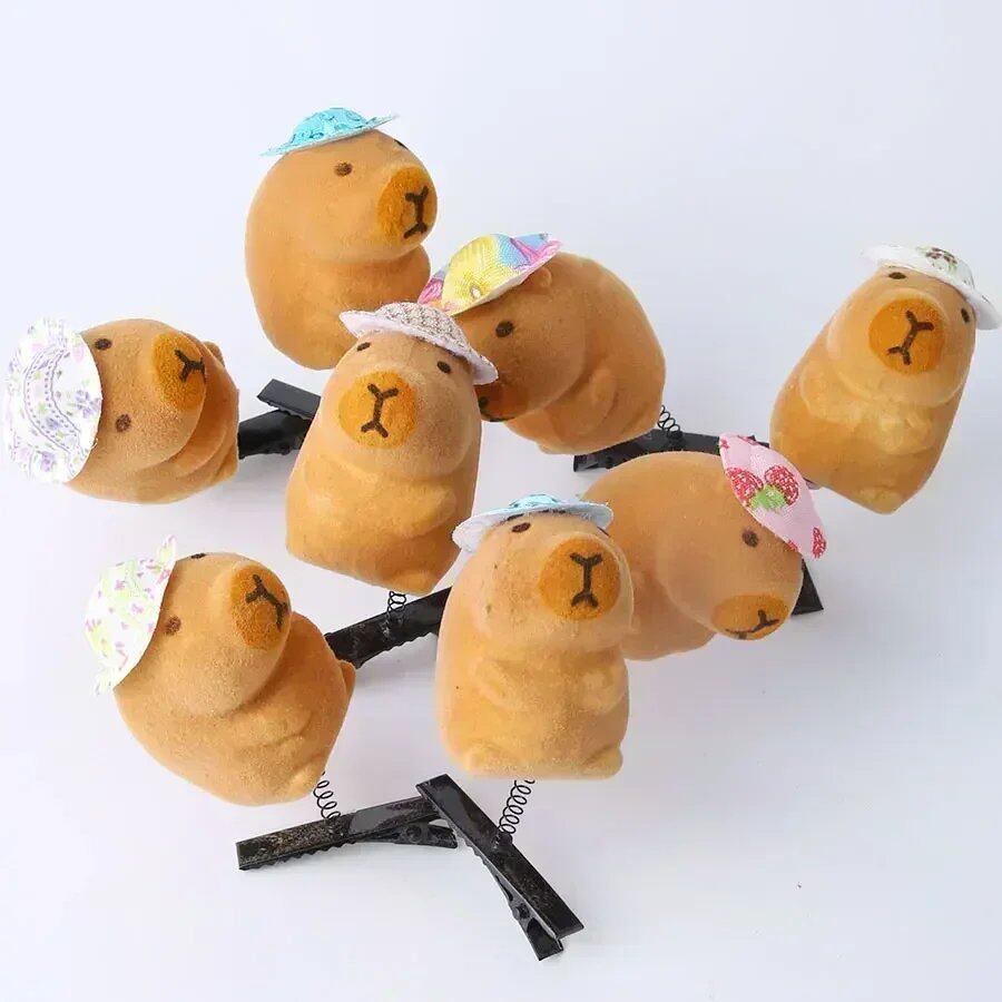 10-100 Pieces Heart-Shaped Sunglasses 3D Capybara Plush Hairpins, Stylish and Cute Capybara Hair Clips, Accessories, Headwear, Wholesale Size: Parallel Import