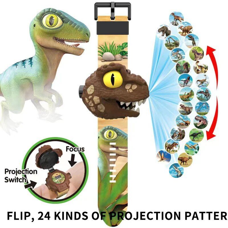 Kids' Dinosaur Watch with 24 Projection Patterns, Tyrannosaurus Projection Cartoon Clock, Kids' Christmas Gift, Color: 3, Parallel Import