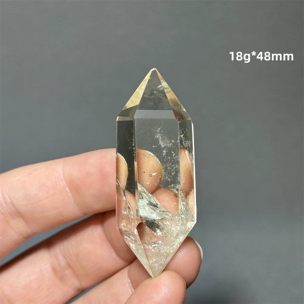 Natural Clear Citrine Double Tip Energy Bar, Reiki Healing Crystal Point, Garden Home Decor, Meditation, Spiritual Color, Parallel Import