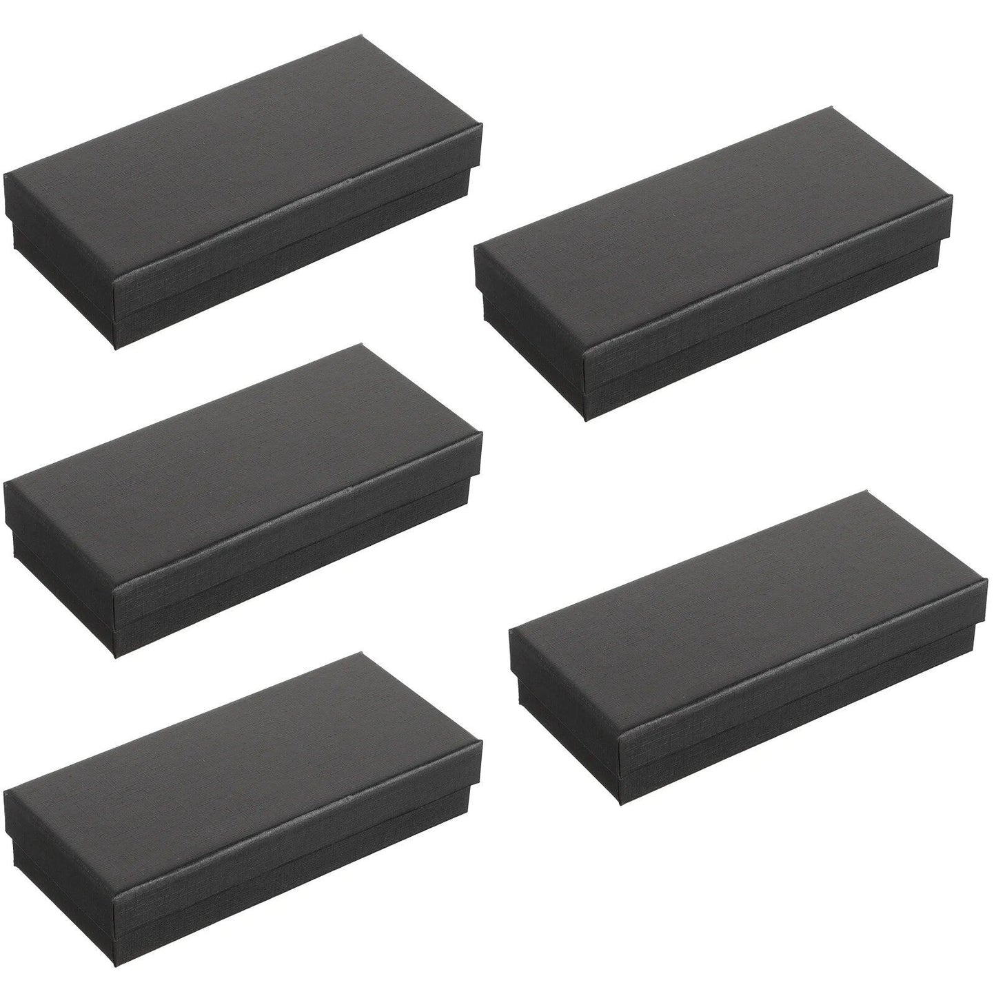Pack of 5 Rectangular Watch Boxes, Travel Watch Cases, Jewelry Storage, Paper Gift Boxes with Sponge, Black, Parallel Import