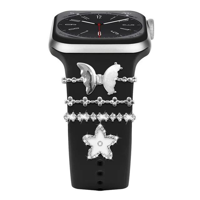 Diamond Jewelry-Embossed Band for Apple Watch Ultra 2, 9, 8, and 7, Compatible with Samsung and Huawei, 20/22mm Bracelet Strap, Band Color: ; Ships from: Parallel Import