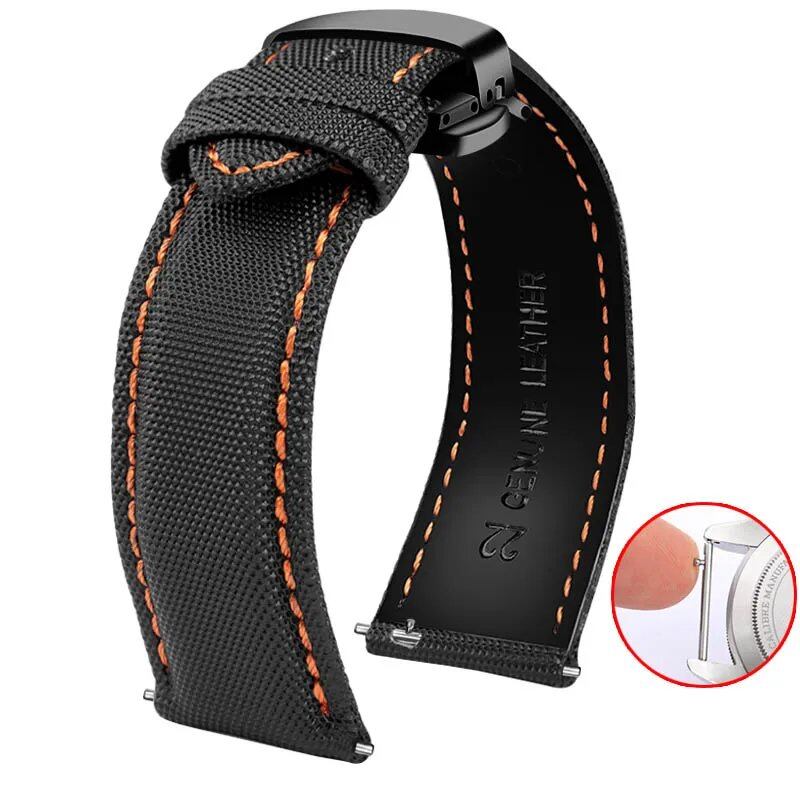 20mm, 21mm, 22mm, 23mm, 24mm Nylon & Leather Watch Band for Tag Heuer, Citizen, and Seiko 5. Men's and Women's Canvas Watch Strap. Band Color: mm. Parallel Import.